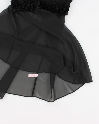 Y2k 00s La Ve En Rose Black  Mesh Slip Dress - S