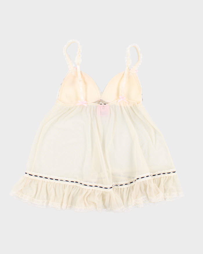 Y2k 00s Victoria's Secret Cream Mesh Lingerie Top - M