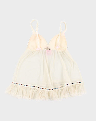 Y2k 00s Victoria's Secret Cream Mesh Lingerie Top - M