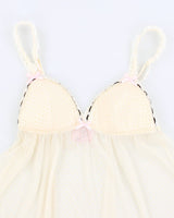 Y2k 00s Victoria's Secret Cream Mesh Lingerie Top - M