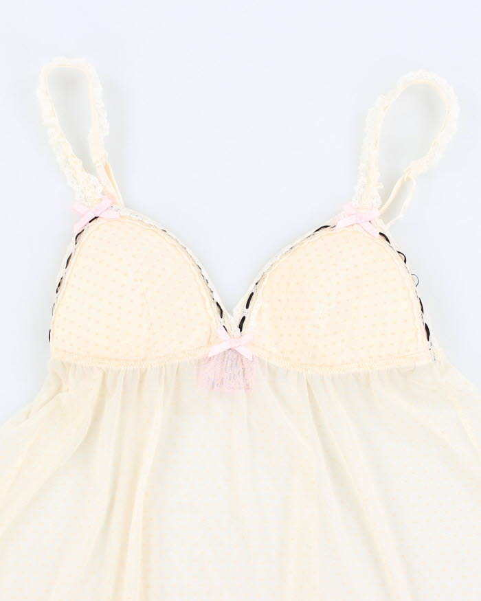 Y2k 00s Victoria's Secret Cream Mesh Lingerie Top - M