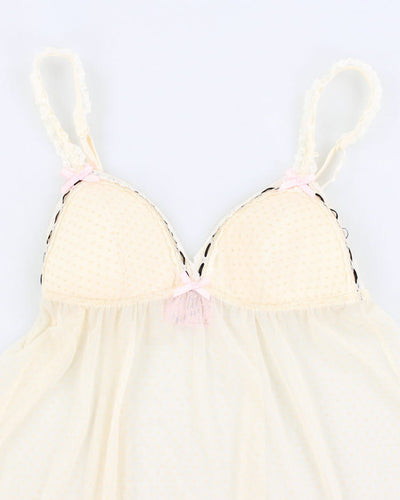 Y2k 00s Victoria's Secret Cream Mesh Lingerie Top - M