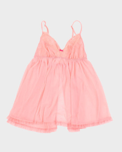 Y2k 00s Victoria's Secret Pink Mesh Lingerie Top - S