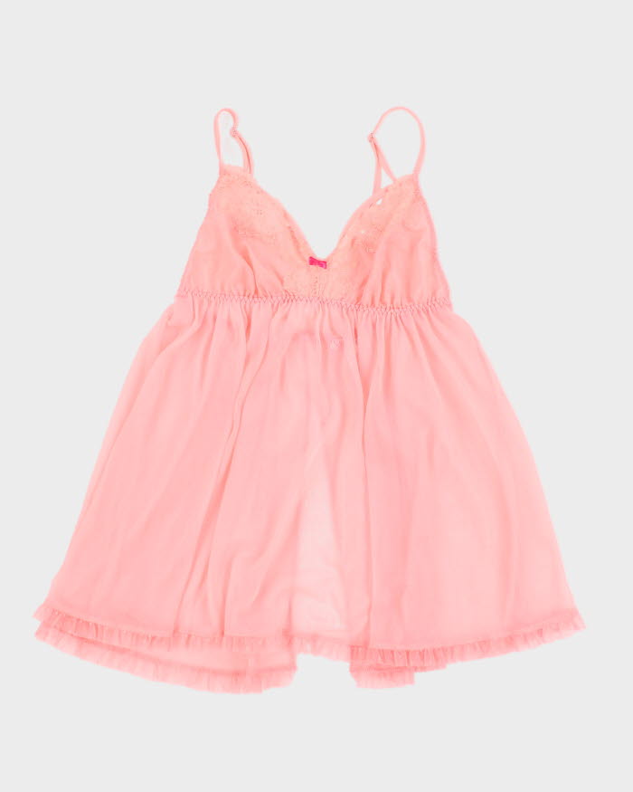 Y2k 00s Victoria's Secret Pink Mesh Lingerie Top - S