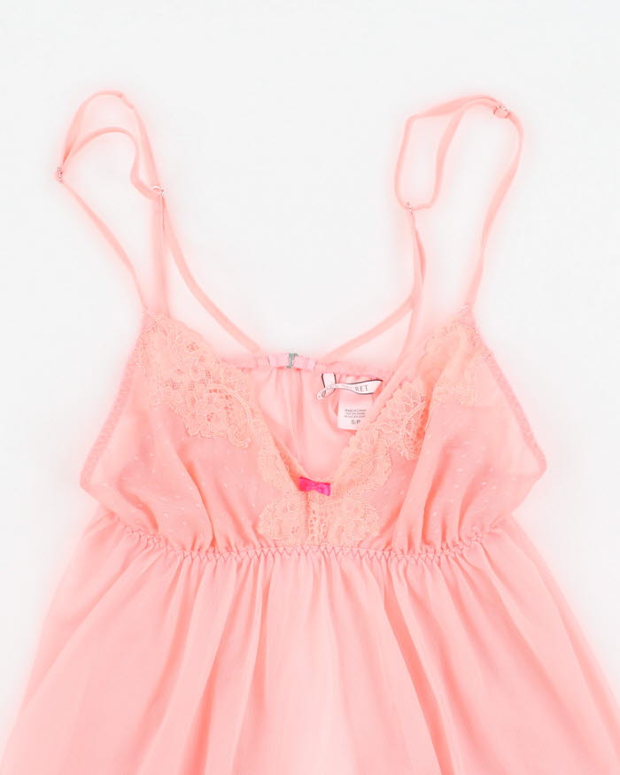 Y2k 00s Victoria's Secret Pink Mesh Lingerie Top - S