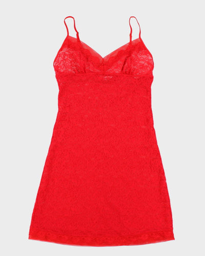 Y2k 00s Victoria's Secret Red Lace Slip Dress - L