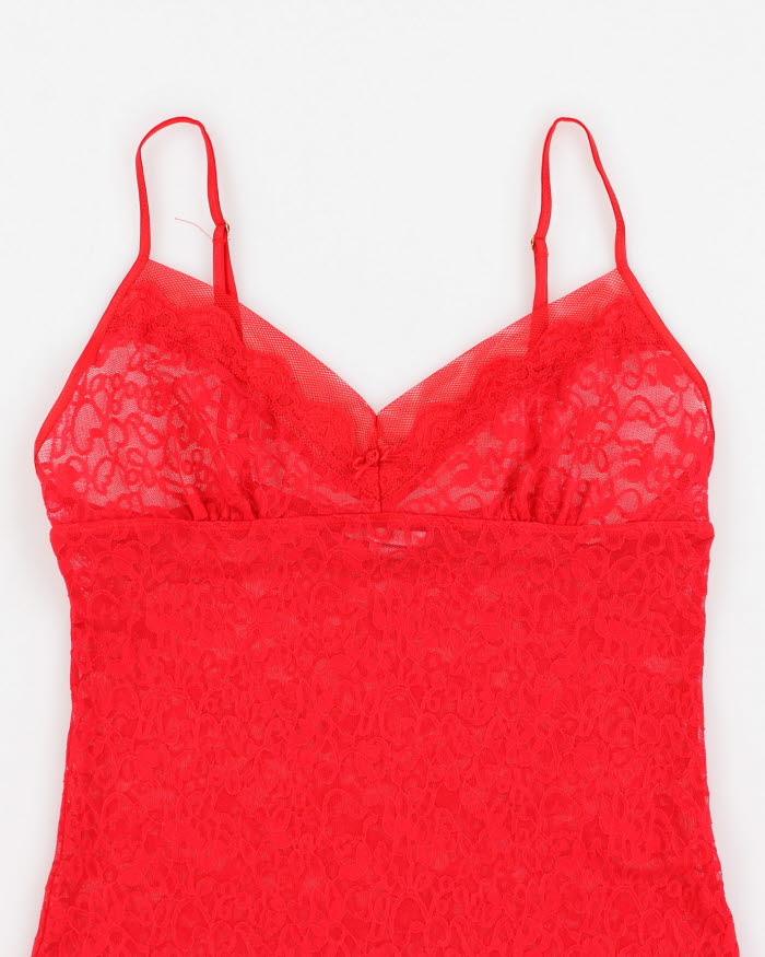 Y2k 00s Victoria's Secret Red Lace Slip Dress - L