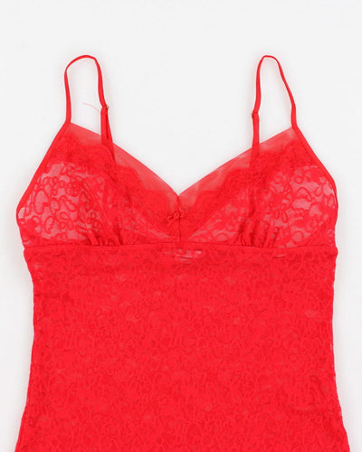 Y2k 00s Victoria's Secret Red Lace Slip Dress - L