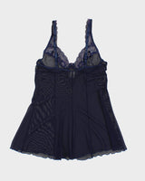 Y2k 00s Blue Mesh Lingerie Top - S