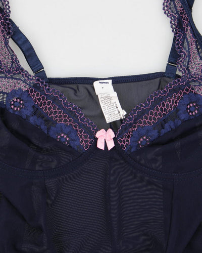 Y2k 00s Blue Mesh Lingerie Top - S