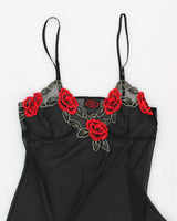 Y2k 00s La Vie En Rose Black Mesh Slip - S