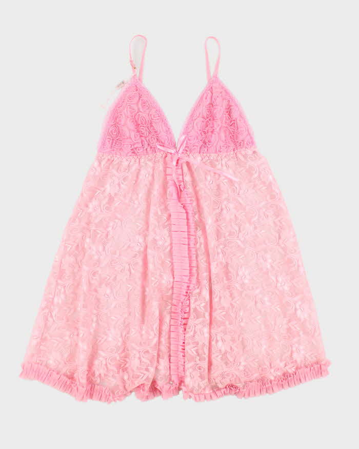 Y2k 00s Pink Lace Lingerie Top - S