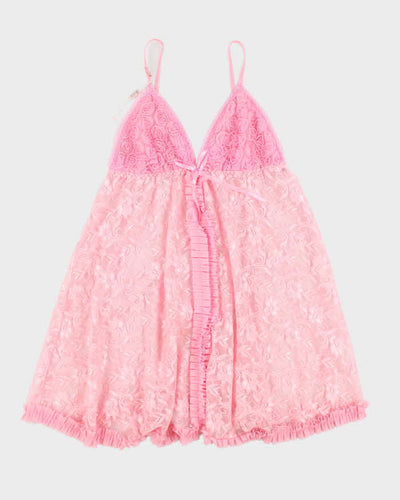 Y2k 00s Pink Lace Lingerie Top - S