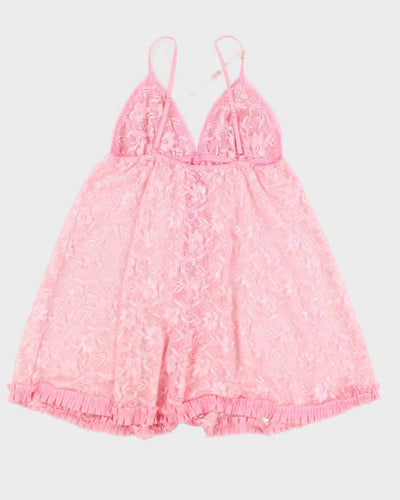 Y2k 00s Pink Lace Lingerie Top - S