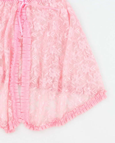 Y2k 00s Pink Lace Lingerie Top - S