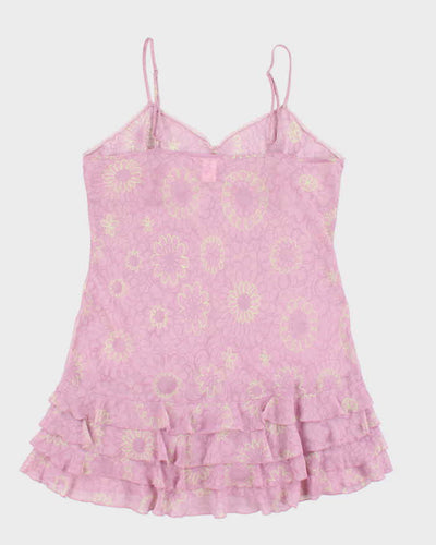 Y2k 00s Purple Mesh Floral Slip Dress - XL