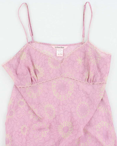 Y2k 00s Purple Mesh Floral Slip Dress - XL