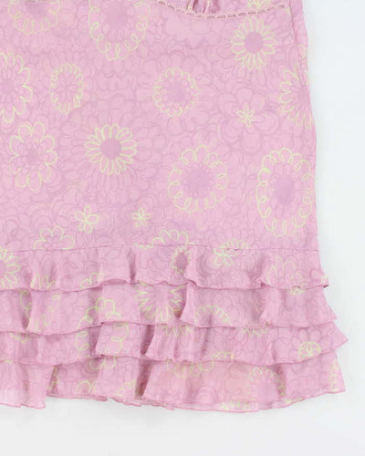 Y2k 00s Purple Mesh Floral Slip Dress - XL