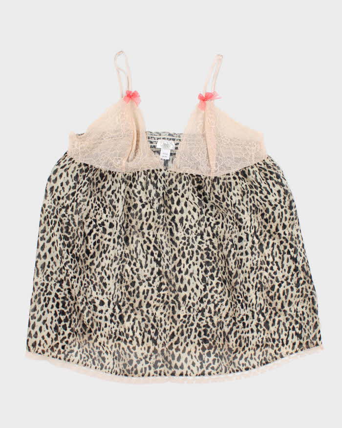Y2k 00s La Senza Leopard Print Mesh Lingerie Cami - XL