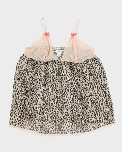 Y2k 00s La Senza Leopard Print Mesh Lingerie Cami - XL