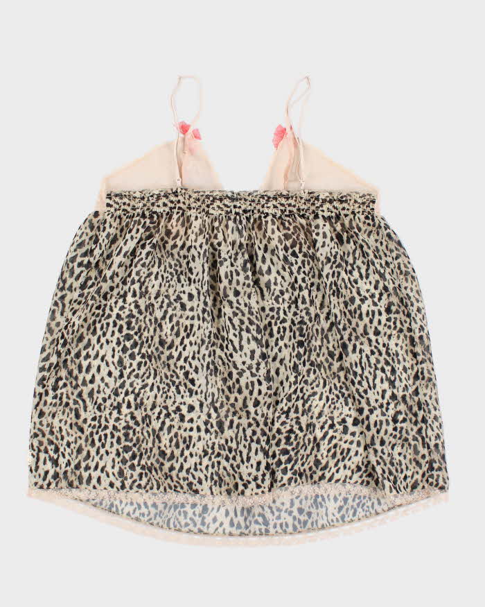 Y2k 00s La Senza Leopard Print Mesh Lingerie Cami - XL