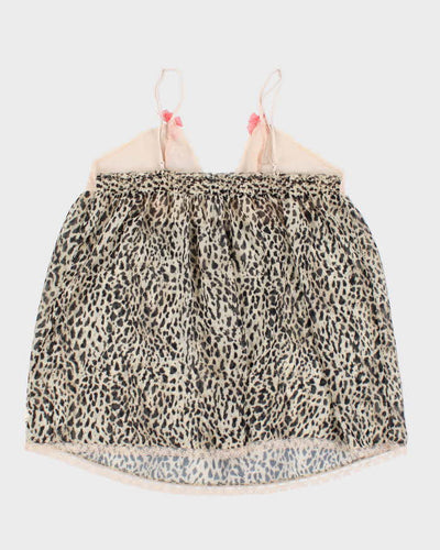 Y2k 00s La Senza Leopard Print Mesh Lingerie Cami - XL