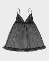Y2k 00s La Senza Black Mesh Polka Dot Lingerie Cami - M