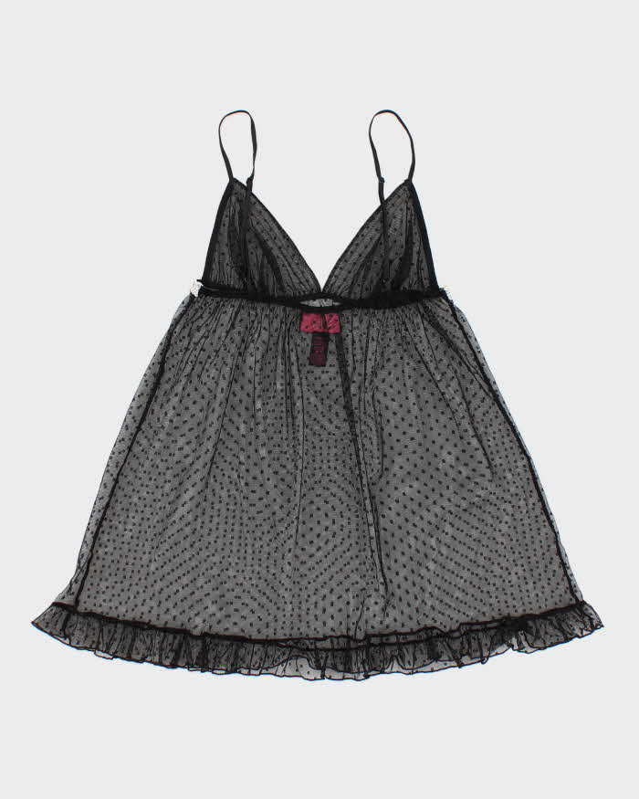 Y2k 00s La Senza Black Mesh Polka Dot Lingerie Cami - M