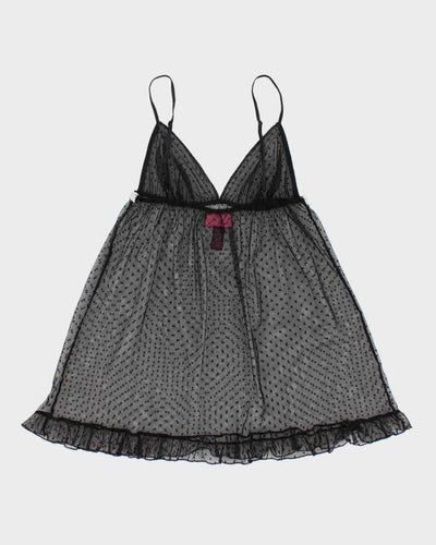 Y2k 00s La Senza Black Mesh Polka Dot Lingerie Cami - M