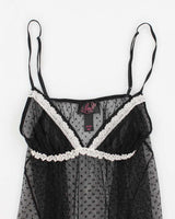 Y2k 00s La Senza Black Mesh Polka Dot Lingerie Cami - M