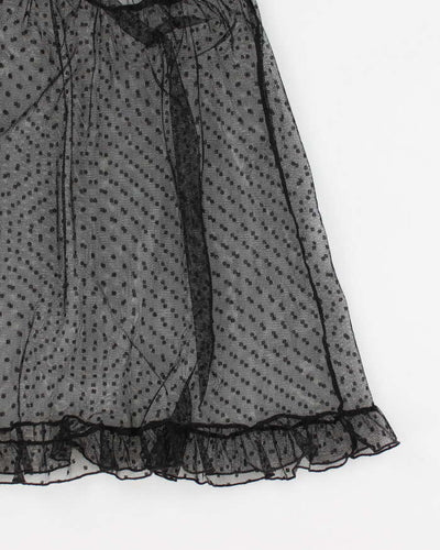 Y2k 00s La Senza Black Mesh Polka Dot Lingerie Cami - M