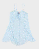 Y2k 00s La Vie En Rose Blue Mesh Slip Dress - M