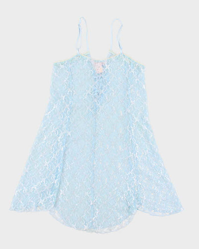 Y2k 00s La Vie En Rose Blue Mesh Slip Dress - M