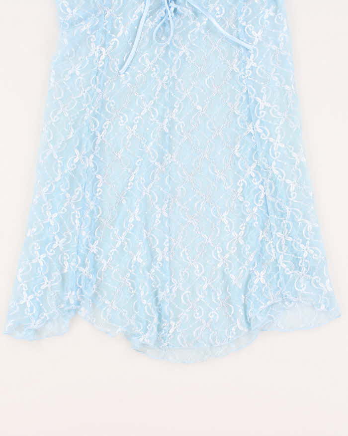 Y2k 00s La Vie En Rose Blue Mesh Slip Dress - M