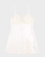 90s Rose Fashion White Slip Dress - M