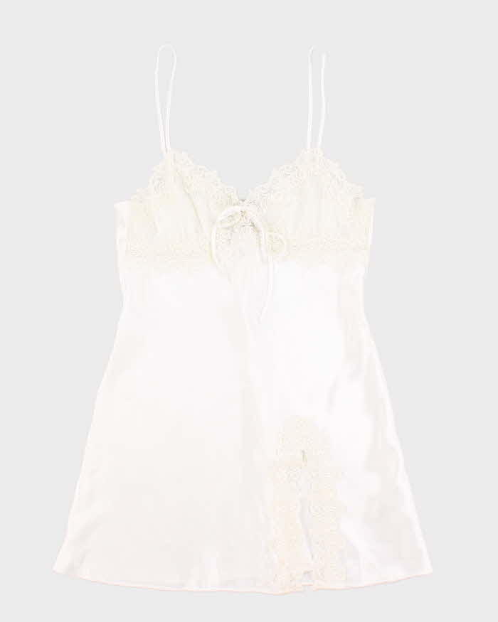 90s Rose Fashion White Slip Dress - M