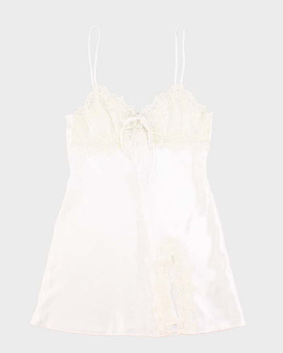90s Rose Fashion White Slip Dress - M