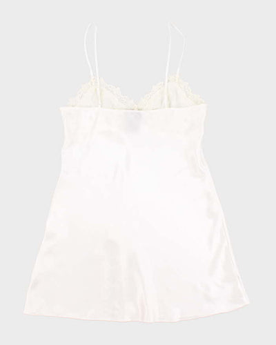 90s Rose Fashion White Slip Dress - M