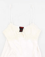 90s Rose Fashion White Slip Dress - M