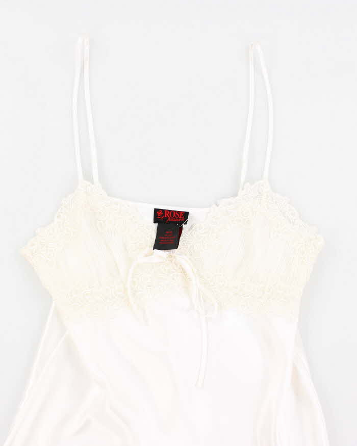 90s Rose Fashion White Slip Dress - M