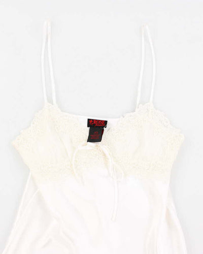 90s Rose Fashion White Slip Dress - M