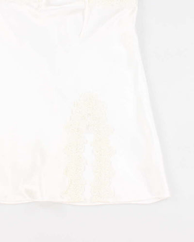 90s Rose Fashion White Slip Dress - M