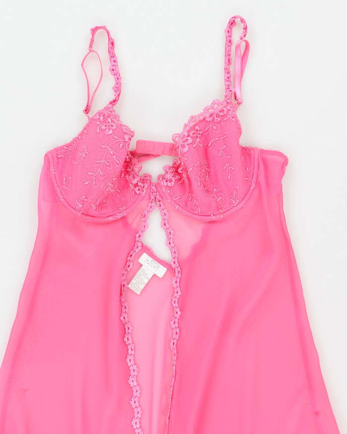90s La Senza Pink Mesh Lingerie Slip - L