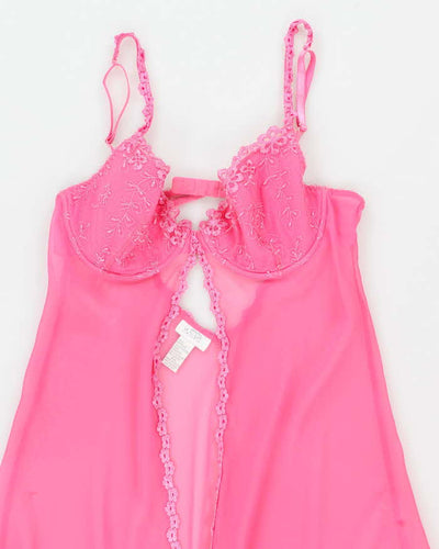 90s La Senza Pink Mesh Lingerie Slip - L