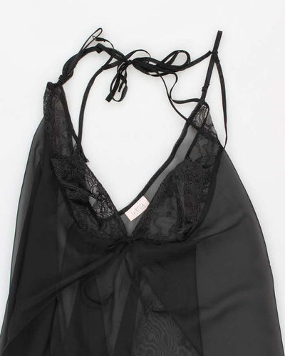 Y2k 00s La Senza Black Mesh Lingerie Slip - L