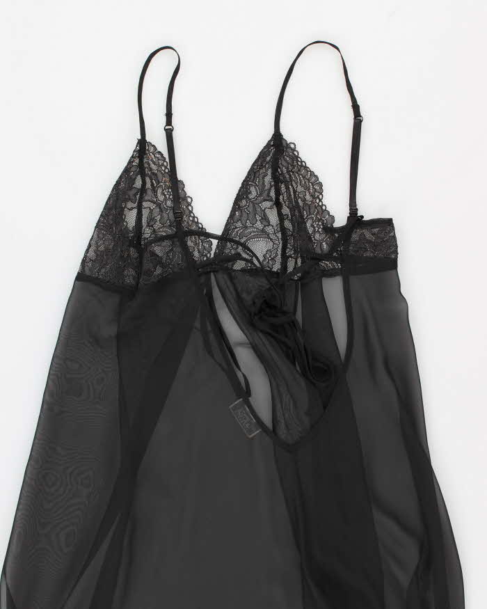 Y2k 00s La Senza Black Mesh Lingerie Slip - L