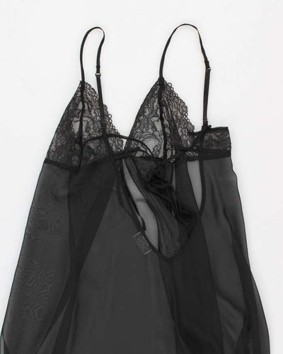 Y2k 00s La Senza Black Mesh Lingerie Slip - L