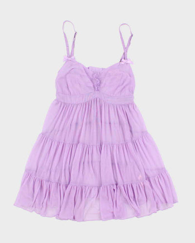 Y2k 00s La Vie En Rose Purple Mesh Slip - S