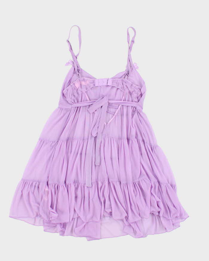 Y2k 00s La Vie En Rose Purple Mesh Slip - S