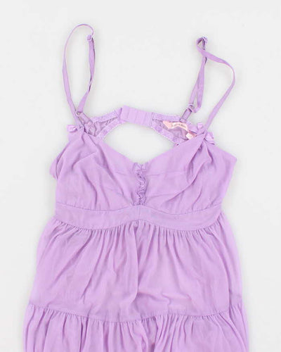 Y2k 00s La Vie En Rose Purple Mesh Slip - S